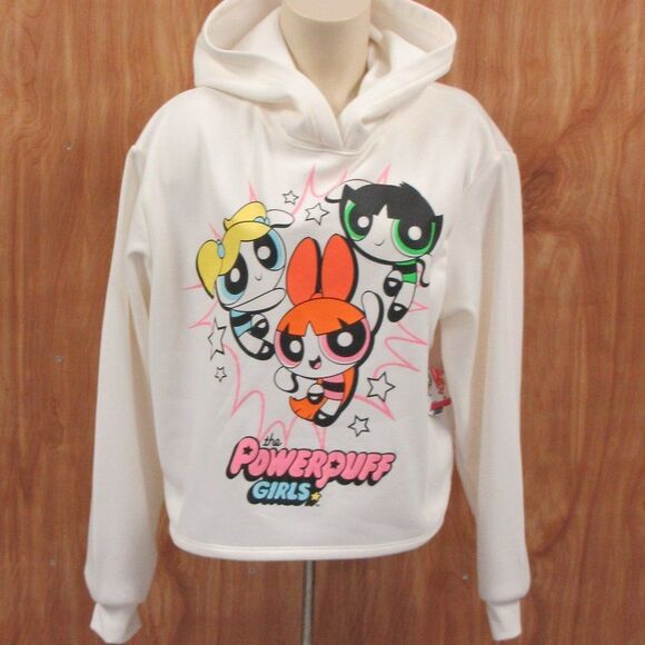 POWERPUFF GIRLS Cropped Hoodie **SM SPOT** Juniors Size XXL Cartoon Network NWT - Picture 1 of 12